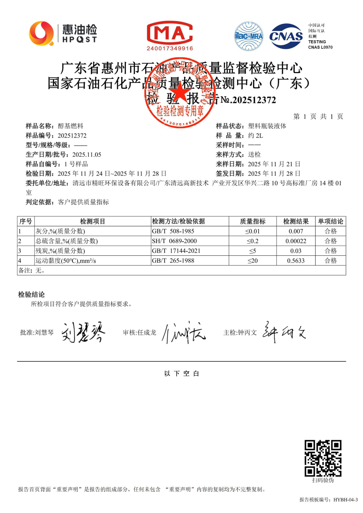 清洁燃料定义检测报告